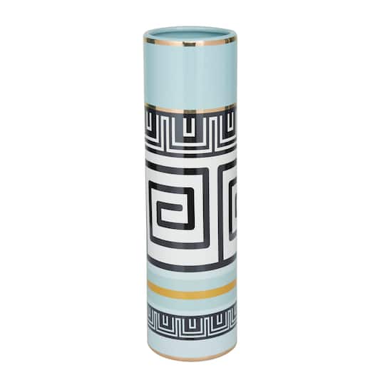 Teal Stoneware Modern Vase, 18" x 5" x 5"